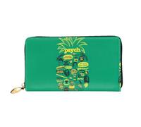 hhxvcv Cartera de cuero con estampado de lunares blancos y negros para mujer, cartera larga y fina y plegable, ligera y a la moda, Cita de piña psicológica, One Size