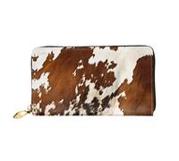 hhxvcv Cartera de cuero con estampado de mapache para mujer, cartera larga y delgada y plegable para chequera, ligera y a la moda, Piel vacuna roja y blanca, One Size