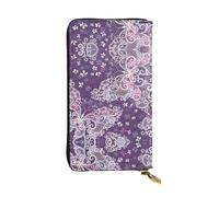 hhxvcv Cartera de cuero con estampado de música de dibujos animados, elegante tarjetero plegable de tres pliegues con bolsillo para monedas, cartera ligera, Mariposas moradas, Talla única