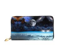hhxvcv Cartera de piel con estampado de araña para mujer, cartera larga y delgada y plegable, ligera y a la moda, Space Planet, One Size