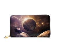 hhxvcv Cartera de piel con estampado de araña para mujer, cartera larga y delgada y plegable, ligera y a la moda, Cosmic Shining Planet, One Size