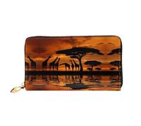 hhxvcv Cartera de piel con estampado de cabra de animales de granja para mujer, cartera larga y delgada y plegable, ligera y a la moda, Africa Giraffe Majestic Tree2, One Size