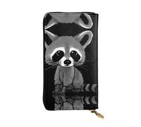 hhxvcv Cartera de piel con estampado de mapache de dibujos animados, elegante tarjetero plegable y largo con bolsillo para monedas, cartera ligera, Lindo mapache de dibujos animados, Talla única