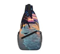 hhxvcv Coconut Beach Sunset - Mochila cruzada con estampado de hamaca, unisex, diagonal, para senderismo, uso casual, Coconut Beach Sunset Hamaca, Talla única