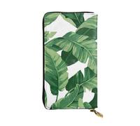 hhxvcv DNA Chain - Cartera de piel con impresión fotográfica - Elegante tarjetero plegable largo con bolsillo para monedas, cartera ligera, Bonitas hojas de palma verde, Talla única