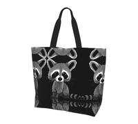 hhxvcv Haunted Mansion - Bolso de hombro con estampado de mansión encantada para mujer, bolsa grande reutilizable, bolsa de almacenamiento para compras, viajes, playa, Lindo mapache de dibujos