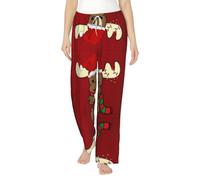 hhxvcv Pantalones de pijama de franela para mujer, ligeros, cómodos, lindos estampados de renos navideños, perfectos para descansar en casa, Negro, L