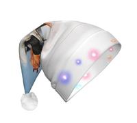 hhxvcv Sombrero de Navidad unisex con estampado de caballos bonitos, sombrero de Papá Noel de felpa, perfecto para el uso diario