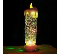 HHYSPA Colour Changing Led Water Candle Rechargeable Led Glitter Candle ， Colour Changing Candle Light Christmas Glitter Water Spinner Flickering Ledcolour Changing Flameless Snow Light 1pcs