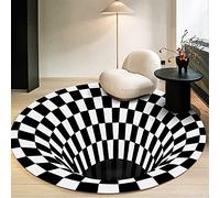 HHZY Alfombra Redonda de Visión Estéreo en Espiral en Blanco y Negro Alfombra de Ilusión 3D Vortex Antideslizante Alfombra para Salón, Dormitorio,Color 1,160 * 160cm
