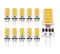 HHZY Bombillas LED G4 3W(Equivalente a Lámpara Halógena de 30W) 300Lumen AC/DC 12V Ángulo de Haz de 360 ° Lámpara Ahorradora de Energía Regulable, Paquete de 10,Warm White 3000k