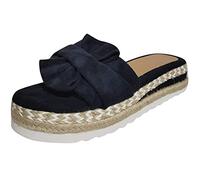 HHZY Chanclas Mujer Plataforma Verano Casual Sandalias con Punta Abierta Alpargatas de Cuña Plateau Moda con Nudo en La Parte Delantera Cómodos Casual Zapatos de Playa,Azul,37