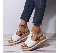 HHZY Mujer Cuñas Zapatos Mules Sandale con Plataforma de Moda 2021 Sandalias de Boca de Pez de Verano Zapatillas de Diapositivas Zapatos Cómodos para Caminar,Blanco,US7/EU38