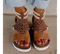 HHZY Sandalias Alpargatas con Correa en El Tobillo y Punta Abierta para Mujer Sandalias de Boca de Pez de Verano Sandalias de Cuña Plataforma Zapatos Cómodos para Caminar,Leopard Print,US7/EU38