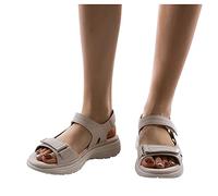 HHZY Sandalias Cómodas para Caminar para Mujer con Soporte para El Arco Sandalias de Impermeables de Piel Sintética para Mujer Zapatos de Playa,Gris,US5/EU36