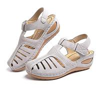 HHZY Sandalias con Punta Cerrada para Mujer Sandalias Cuñas Cabeza Redonda Verano Plataforma Ajuste Ancho Zapatos de Playa cómodas,Gris,40