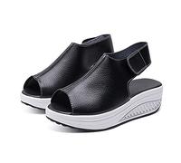 HHZY Sandalias Suaves y Cómodas para Mujer Sandalias de Boca de Pez con Cuñas de Moda Verano Sandalias con Punta Abierta Playa Zapatos Al Aire Libre Zapatillas de Deporte,Negro,US6/EU37
