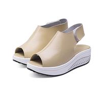 HHZY Sandalias Suaves y Cómodas para Mujer Sandalias de Boca de Pez con Cuñas de Moda Verano Sandalias con Punta Abierta Playa Zapatos Al Aire Libre Zapatillas de Deporte,Beige,US9/EU40