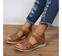 HHZYT Sandalias de Cuña de Mujer Sandalias Ortopédicas Retro Romano con Soporte del Arco Sandalias de Plataforma de Moda Casual Zapatos para Caminar de Verano para Damas,Marrón,US10/EU41