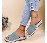 HHZYT Sandalias Ortopédicas con Cuña para Mujer Sandalias Cómodas con Punta Abierta Pantuflas de Malla Transpirables Zapatillas de Playa de Verano para Exteriore,Verde,US6/EU37