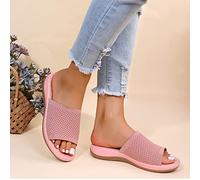 HHZYT Sandalias Ortopédicas con Cuña para Mujer Sandalias Cómodas con Punta Abierta Pantuflas de Malla Transpirables Zapatillas de Playa de Verano para Exteriore,Rosado,US7/EU38