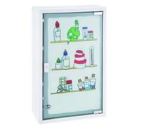 HI - Armario Medicinal de Metal con Puerta de Cristal y Cerradura (Estampado), Color Blanco