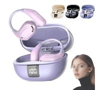 Hi-Fi Sports Bluetooth 5.4 Ear-Hook Headphones with Noise Cancelling & Ai Translation, Led Power Display & Long Battery Life, Stable for Workout/Running/Gaming (Purple)