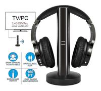 Hi-Fi Wireless TV Headphones with 2.4G Digital RF Transmitter - On-Ear Wireless Headset for Home TV Watching Game - RCA/3.5mm/Optical Port