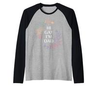 Hi Gay I'm Dad Aceptación del Padre del Orgullo LGBTQ - Camiseta Manga Raglan