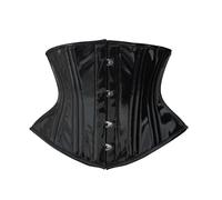 Hi-GERMANWEARS Hourglass Figure Delight: Women's Heavy Duty Double Steel Boned PVC Underbust Corset for Waist Training & Shaping, Negro , XXXS
