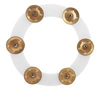 Hi Hat Tambourine for Drum Set, Stainless Steel Cymbal Jingle Percussion Accessory with Durable Rubber Mount, Bright Crisp Sound Enhancement for Drummers, Silver or Gold Finish (Oro)