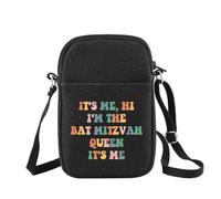 Hi I'm The Bat Mitzvah Queen It's Me - Bolso cruzado para regalo de cumpleaños judío, bolso de hombro Bat Mitzvah, Bat Mitzvah Queen B Reino Unido