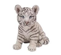 Hi-Line Gift Ltd. Estatua de Cachorro de Tigre Blanco Sentado