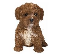 Hi-Line Gifts Estatua de jardín al aire libre de Cavapoo de bebé sentado marrón de 6.25 pulgadas