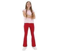 hi!mom Leggings acampanados para niñas y niños, pantalones de corte de bota, leggings casuales de algodón, pierna ancha, cintura elástica acampanada, pantalones acampanados, tallas 6-13 años, rosso, 9