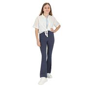 hi!mom Leggings acampanados para niñas y niños, pantalones de corte de bota, leggings casuales de algodón, pierna ancha, cintura elástica acampanada, pantalones acampanados, tallas 6-13 años, azul