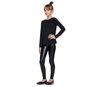 hi!mom Leggings de látex brillante para niña, pantalones metálicos de longitud completa, pantalones de imitación de cuero para niños, pantalones de látex para niñas de 2 a 13 años, Negro, 9-10 Años