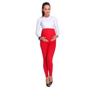 hi!mom® - Leggings de Maternidad - Gruesos y Modernos - con Forro Polar en el Interior - Rojo - Talla EU 42
