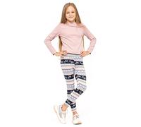 HI!MOM Leggings gruesos y cálidos con forro polar para niñas, para invierno, elásticos, con estampado térmico, patrones de Navidad, FS699, Patrón 8, 146-152