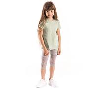 hi!mom Leggings para niñas 3/4 de Longitud Pantalones Casuales Capri Lisos recortados con Encaje para niños Algodón elástico Niños Ropa Deportiva Ajustada de Verano Juego Escolar 10-11 años Pálido