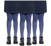 hi!mom Medias escolares para niñas - Medias infantiles informales para la escuela - Elástico - Cintura media opaca Uniforme Escolar, 3 - 12 años, Azul Marino - Pack de 3, 9-10 Años