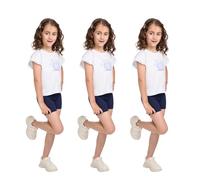 hi!mom Shorts de Ciclismo para Niñas de Algodón Transpirables Cómodos Elásticos Deportivos Suaves para Gimnasia Escolar Pack de 3 Marina 2 años