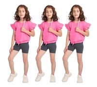 hi!mom Shorts de Ciclismo para Niñas de Algodón Transpirables Cómodos Elásticos Deportivos Suaves para Gimnasia Escolar Pack de 3 Grafito 8 años