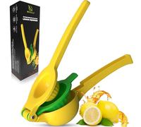 HI NATURE™ Exprimidor Limón Manual Acero Inoxidable - Prensa Cítricos Robusta para Naranjas y Limas - Extracción Máxima de Zumo, Diseño Ergonómico y Fácil de Limpiar (Amarillo)