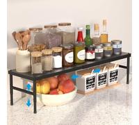 HI NINGER Organizador de Cocina Expandible de 42-72 cm, Especiero para Cocina Ajustable y Apilable, Estante Organizador para Armario, Apto para Encimeras de Diferentes Anchuras (Negro)