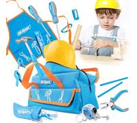 Hi-Spec Bolsa Herramientas Azul Reales de Metal para Niños y Principiantes 18 Piezas. Herramientas para Aprendizaje y Construccion con Martillo, Alicates, Destornilladores, y Mas. Regalo Ideal.