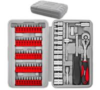 Hi-Spec Juego Compacto de 69pcs con Puntas de Destornillador, Vasos Métricos de 1/4" y Mangos. Accesorios de Puntas Hexagonales de 1/4" Torx y de Seguridad Antimanipulación en Estuche