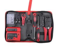 Hi-Spec Juego de 9pcs para Red LAN y Reparación de Cables de Ordenador en el Hogar. Para CAT5, CAT6, RJ11, RJ45 con Crimpadora de Cables, Probador de Red y Pelacables Coaxial