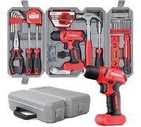 Hi-Spec Juego de Herramientas 57 Piezas con Taladro Atornillador Inalámbrico 8V USB, Brocas, Alicates, Martillo y Maletín Compacto para Bricolaje y Reparaciones en Casa, Oficina y Hogar