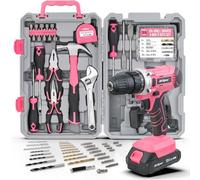 Hi-Spec Juego de Herramientas Completo con Taladro Inalámbrico 18V, Rosa | 81 piezas, brocas, destornilladores, alicates y llave, maletín para bricolaje en casa y taller, uso diario, portátil